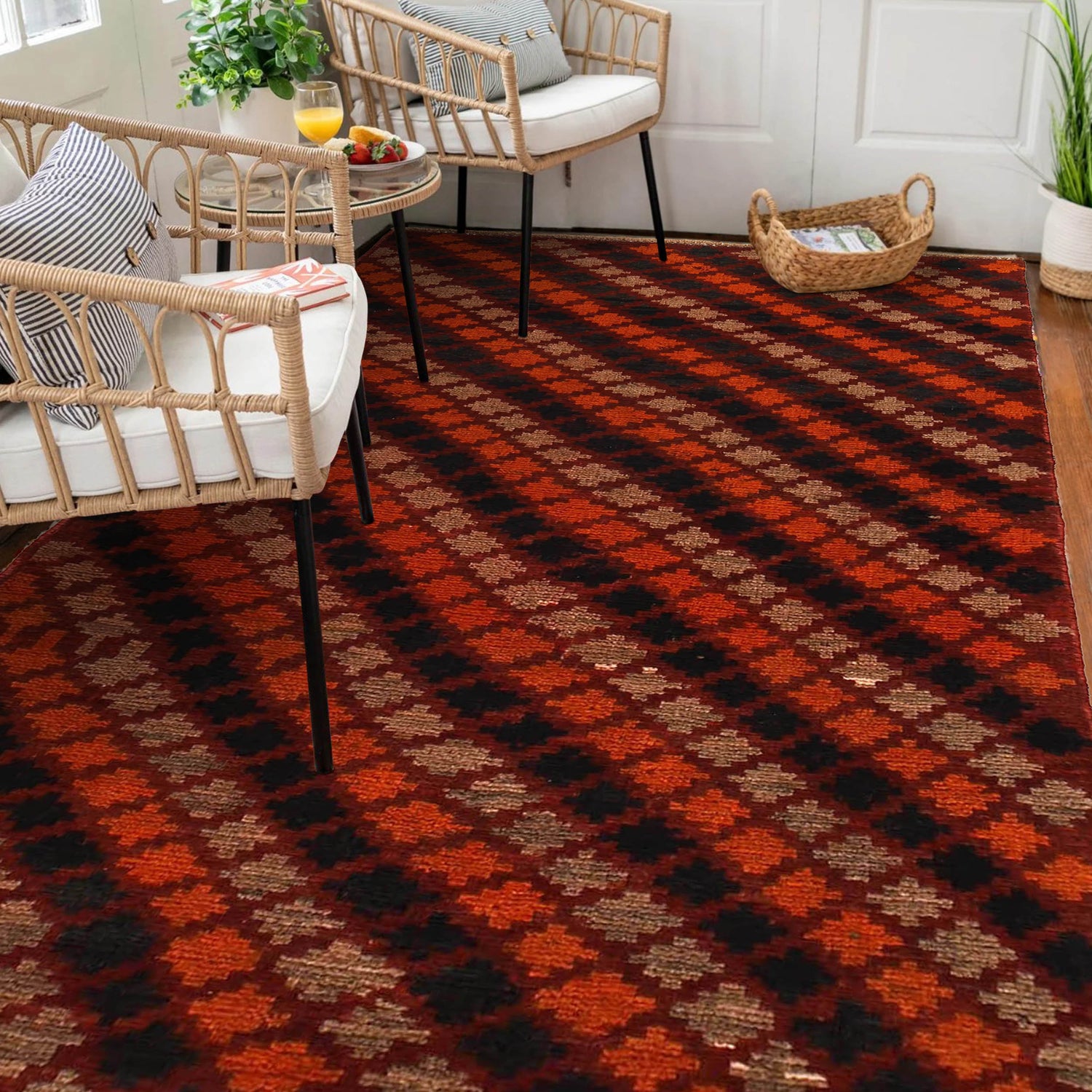 Baluchi Rug Handmade Multi Geometric 4x6 ft