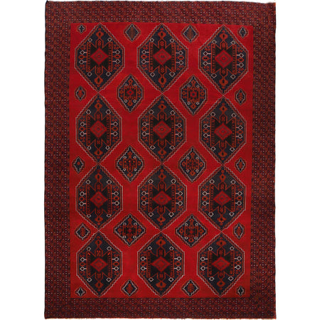 Baluchi Rug Handmade Deep Red Geometric 10x13 ft