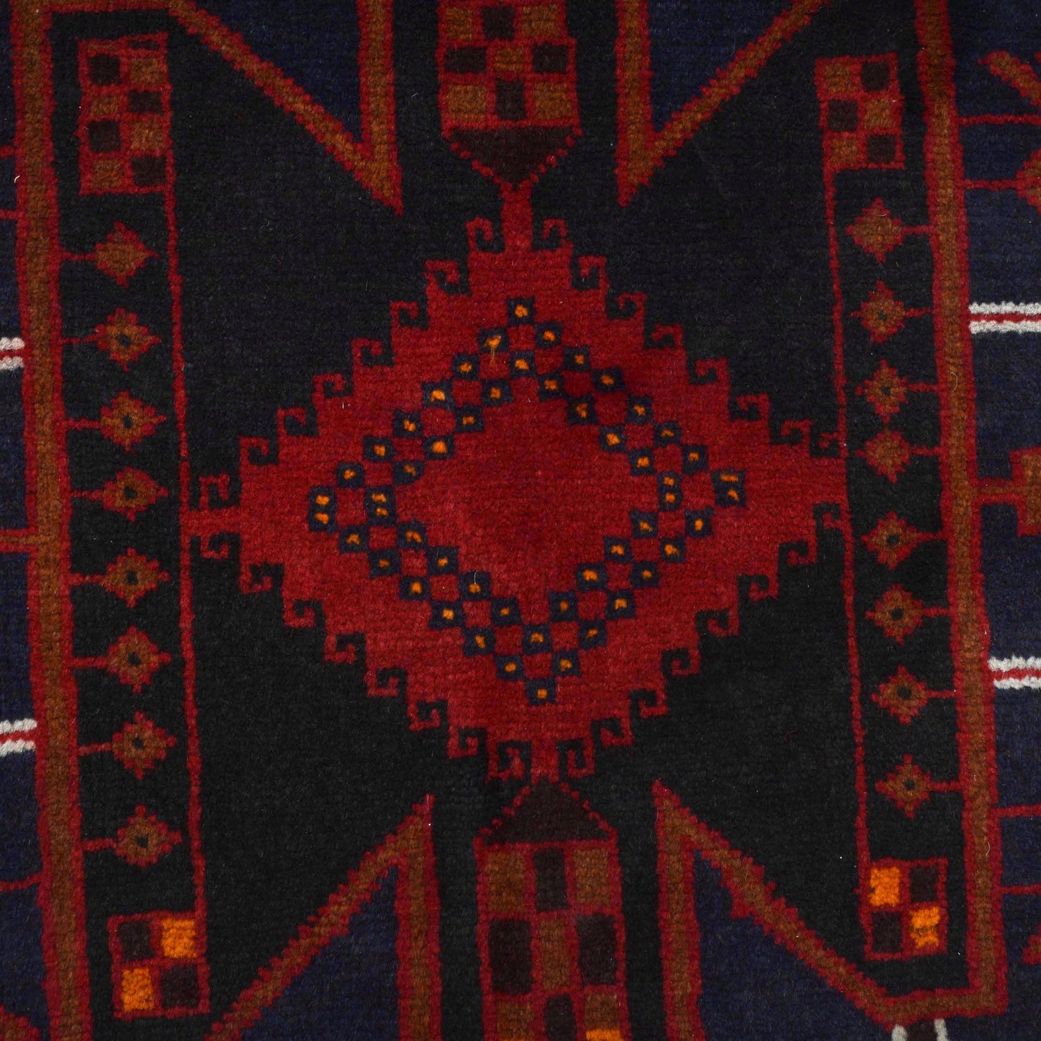 Baluchi Rug Handmade Deep Red Geometric 10x13 ft