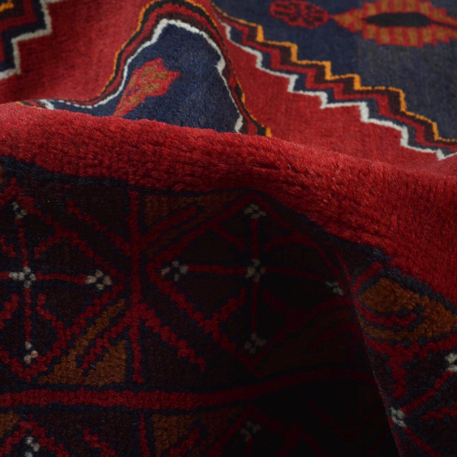 Baluchi Rug Handmade Deep Red Geometric 10x13 ft