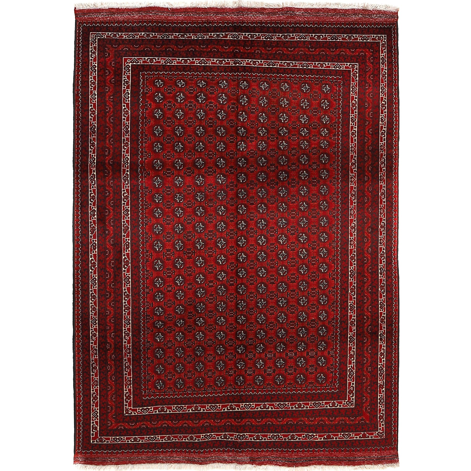 Khoja Roshnai Area Rug Handmade Deep Red Floral 4x7 ft
