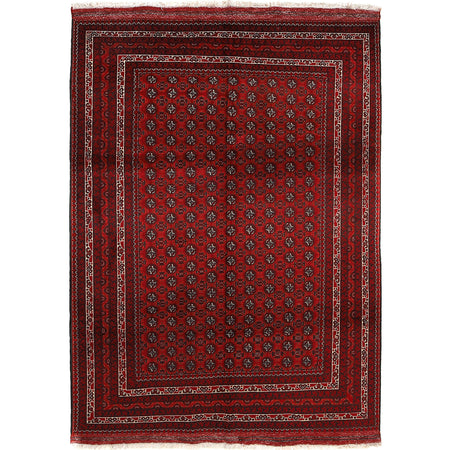 Khoja Roshnai Area Rug Handmade Deep Red Floral 4x7 ft