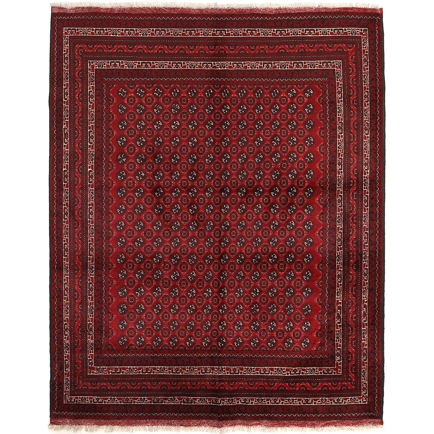 Khoja Roshnai Area Rug Handmade Deep Red Floral 4x7 ft
