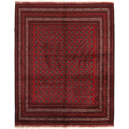 Khoja Roshnai Area Rug Handmade Deep Red Floral 4x7 ft