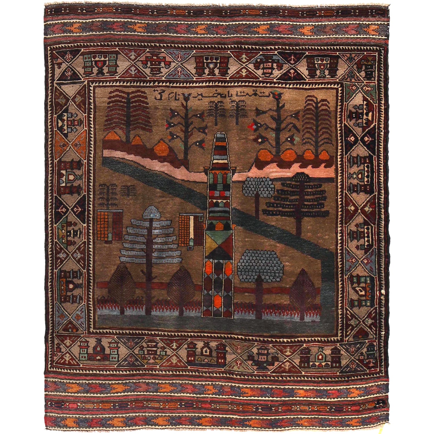 Pictorial Rug Handmade Multi Design