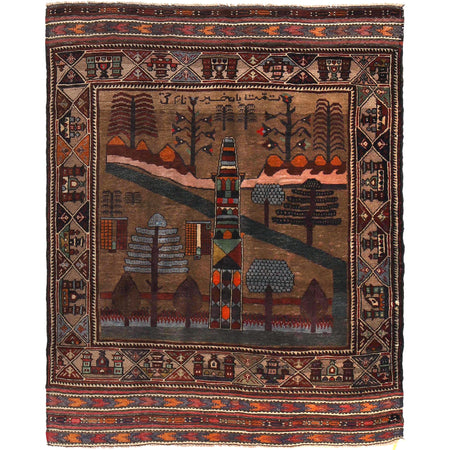 Pictorial Rug Handmade Multi Design
