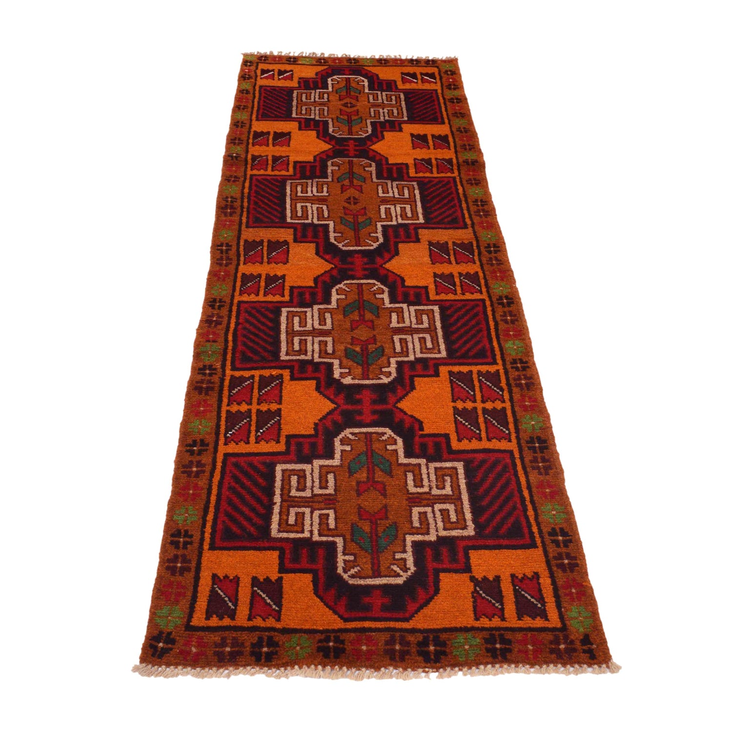 Baluchi Runner Rug Handmade Orange 8' Runner