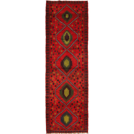 Baluchi Runner Rug Handmade Red 10' Runner