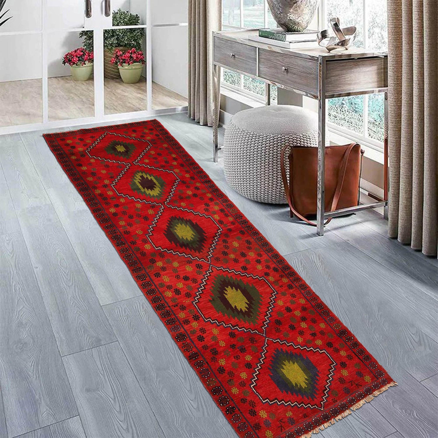 Baluchi Runner Rug Handmade Red 10' Runner