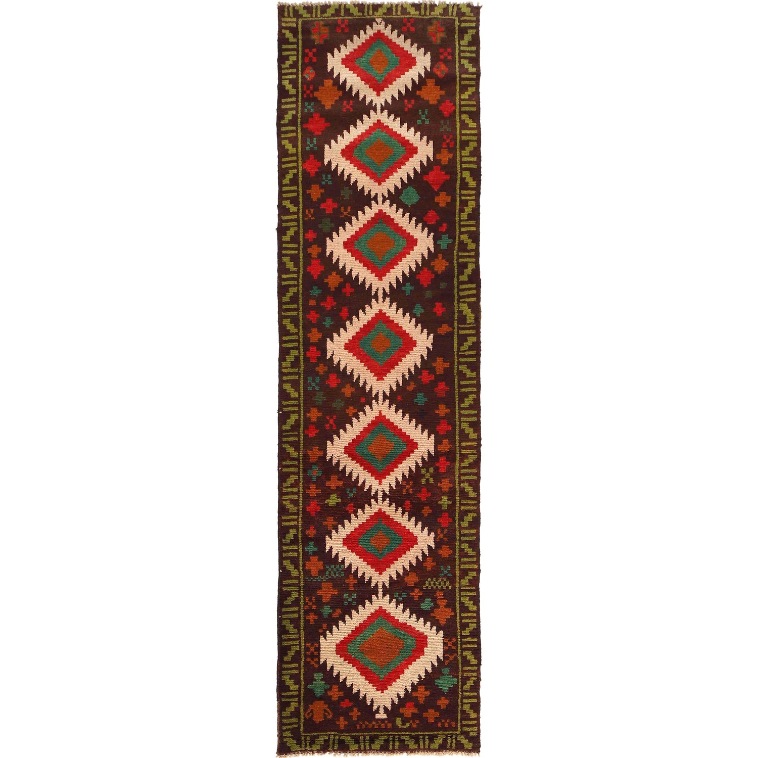 Baluchi Runner Rug Handmade Multi 10' Runner