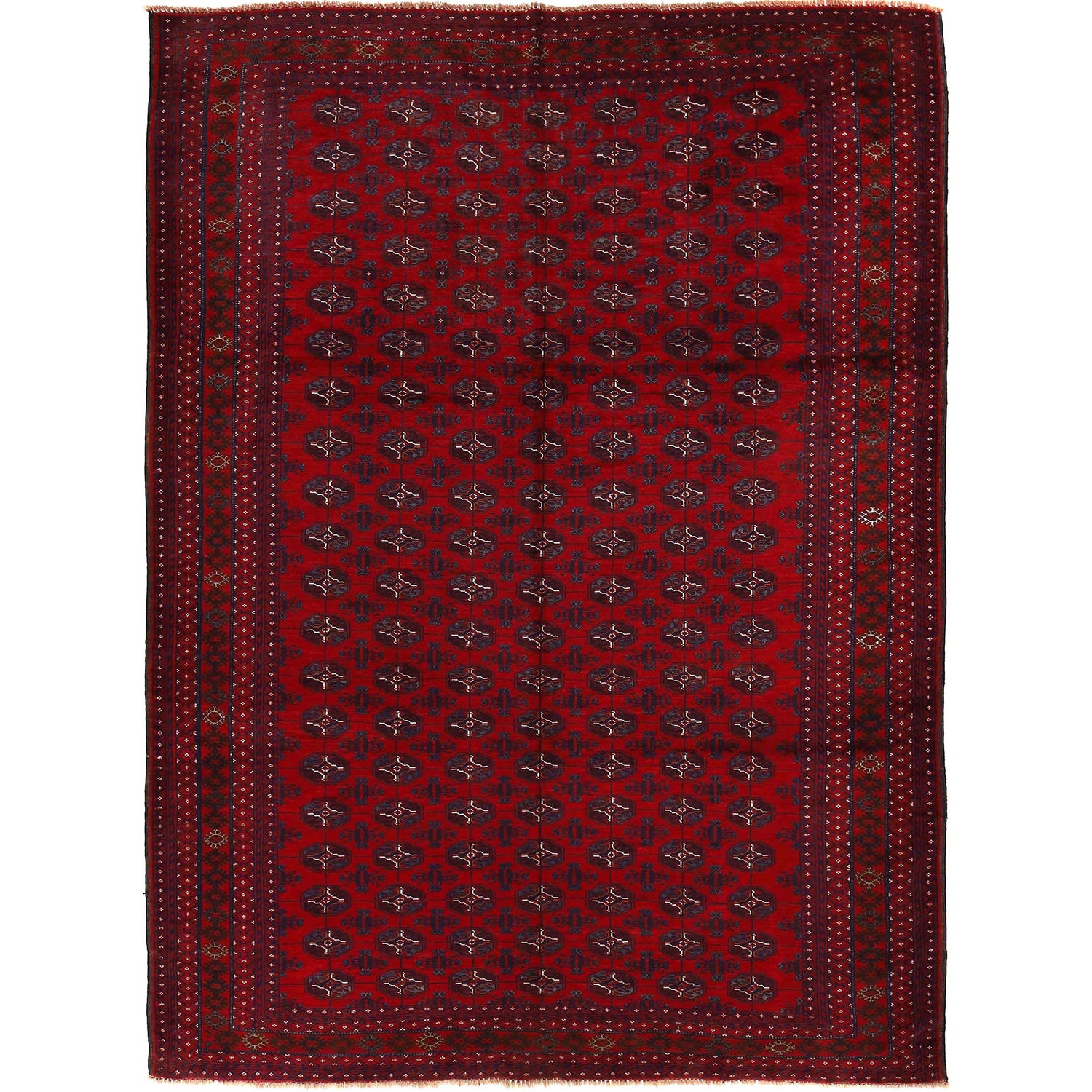 Bokhara Rug Handmade Red Medallion 6x9 ft
