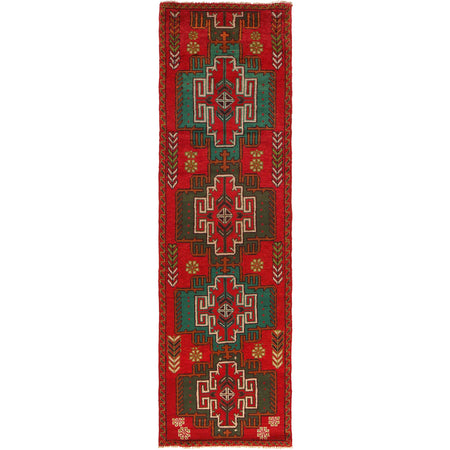 Baluchi Runner Rug Handmade Red 10' Runner