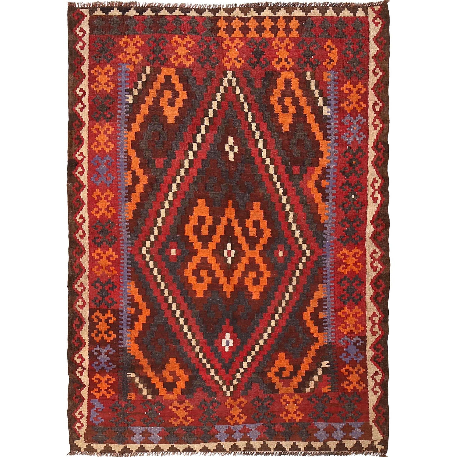 Maimana Kilim Area Rug Handmade Multi Floral 5x8 ft