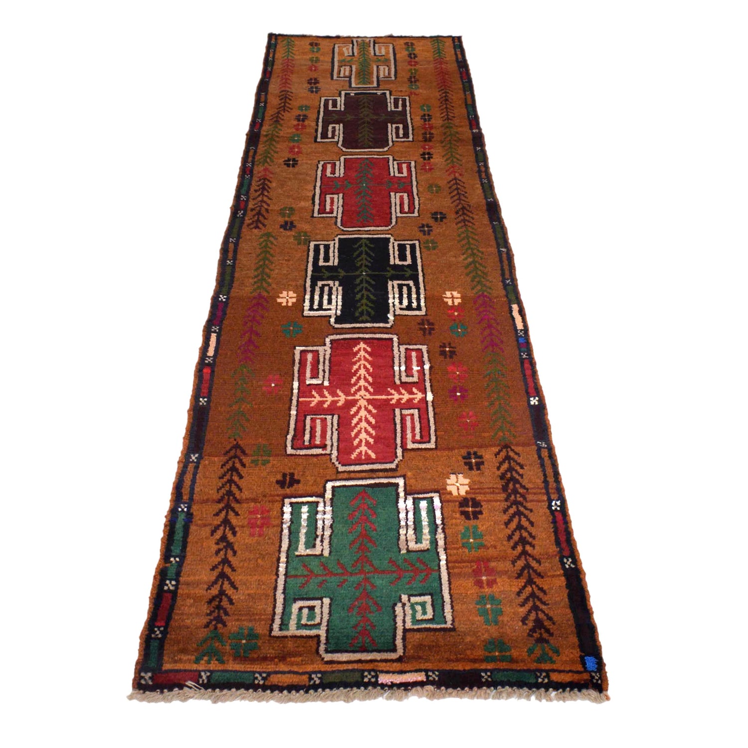 Baluchi Runner Rug Handmade Brown 8' Runner