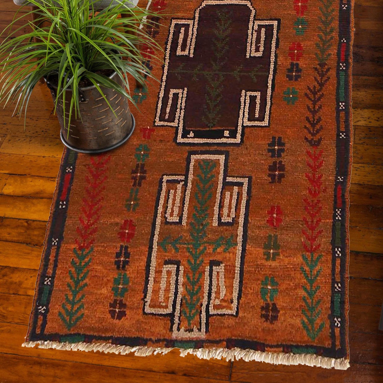 Baluchi Runner Rug Handmade Brown 8' Runner