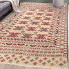 Soumak Kilim Area Rug Handmade White Floral 4x6 ft
