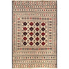 Soumak Kilim Area Rug Handmade White Floral 4x6 ft