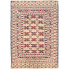 Soumak Kilim Area Rug Handmade White Floral 4x6 ft
