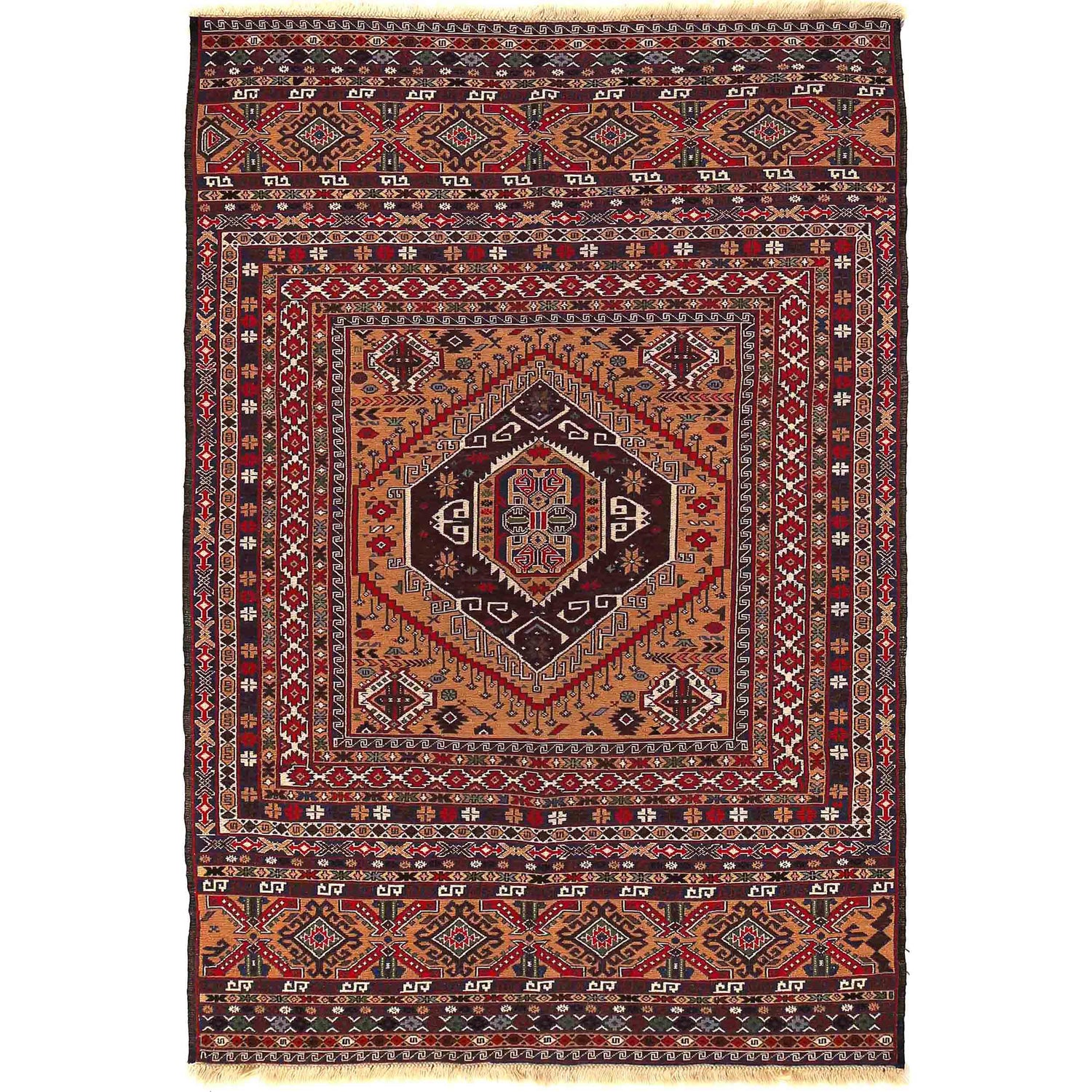 Maliki Kilim Area Rug Handmade Multi Floral 4x6 ft