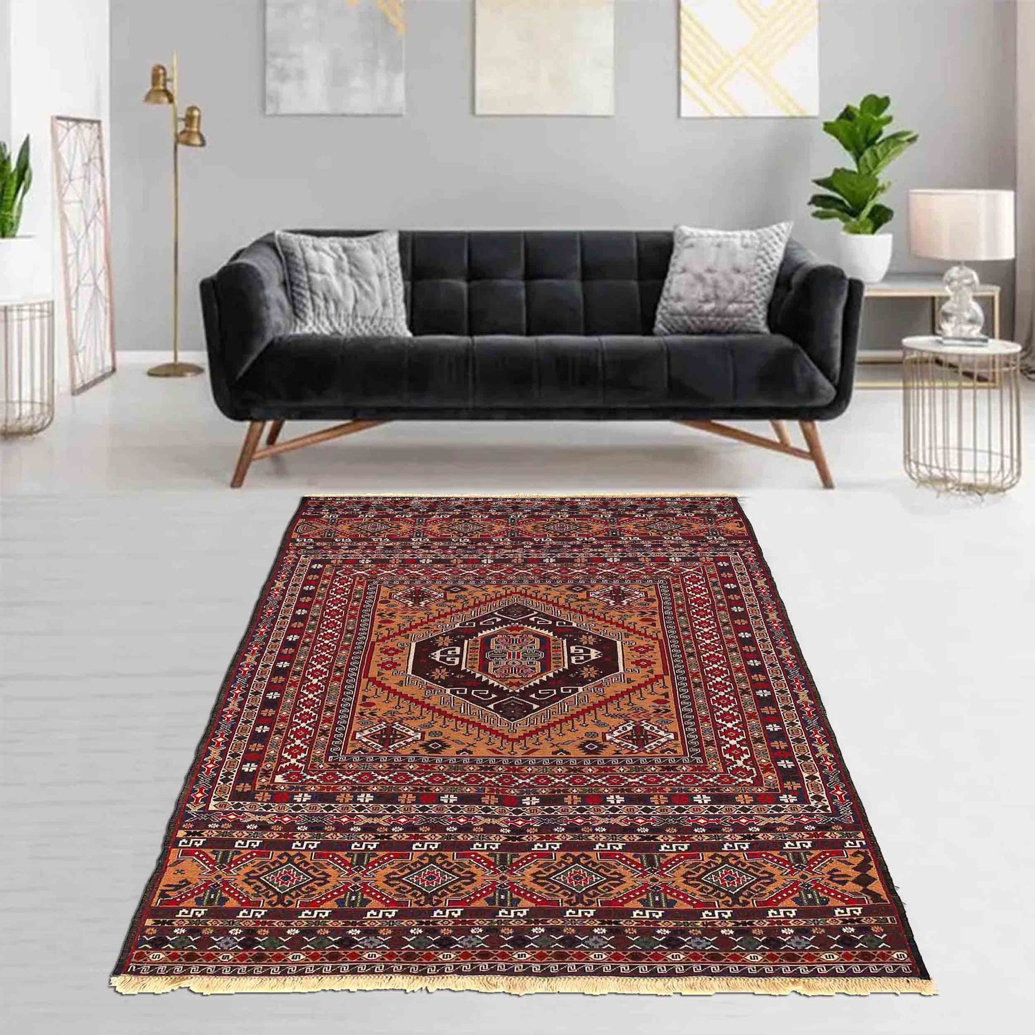 Maliki Kilim Area Rug Handmade Multi Floral 4x6 ft