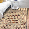 Soumak Kilim Area Rug Handmade White Pictorial 4x6 ft