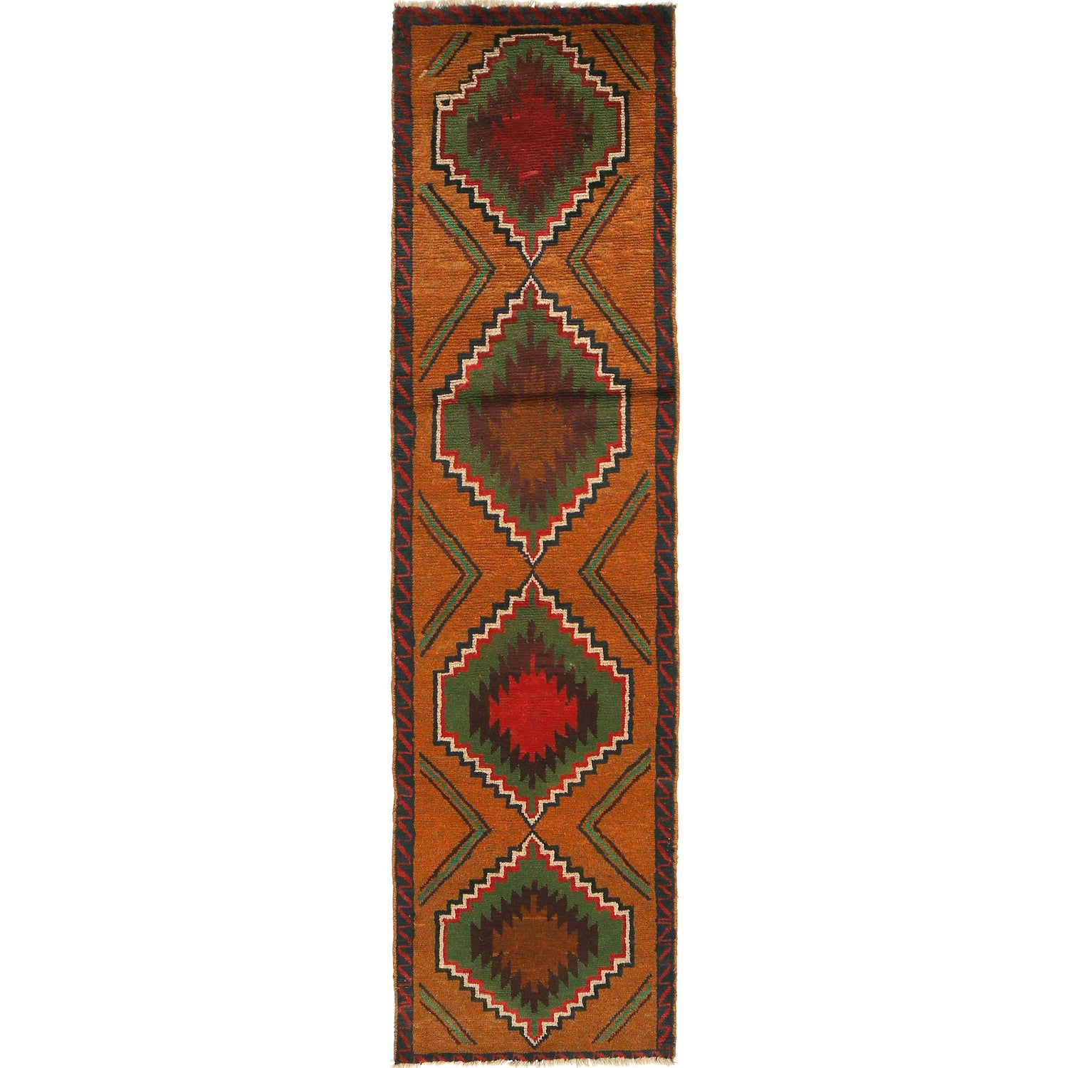 Baluchi Runner Rug Handmade Orange 8' Runner