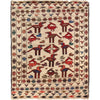 Soumak Kilim Area Rug Handmade White Pictorial 4x6 ft
