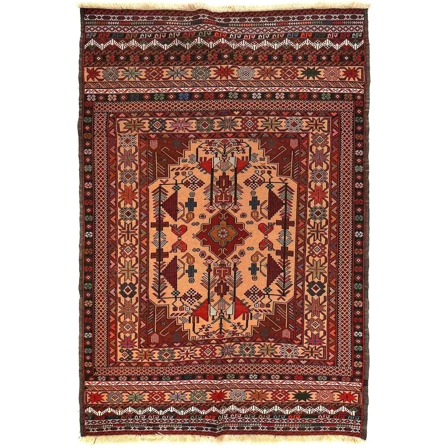 Maliki Kilim Area Rug Handmade Multi Floral 4x6 ft