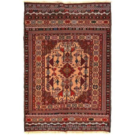Maliki Kilim Area Rug Handmade Multi Floral 4x6 ft