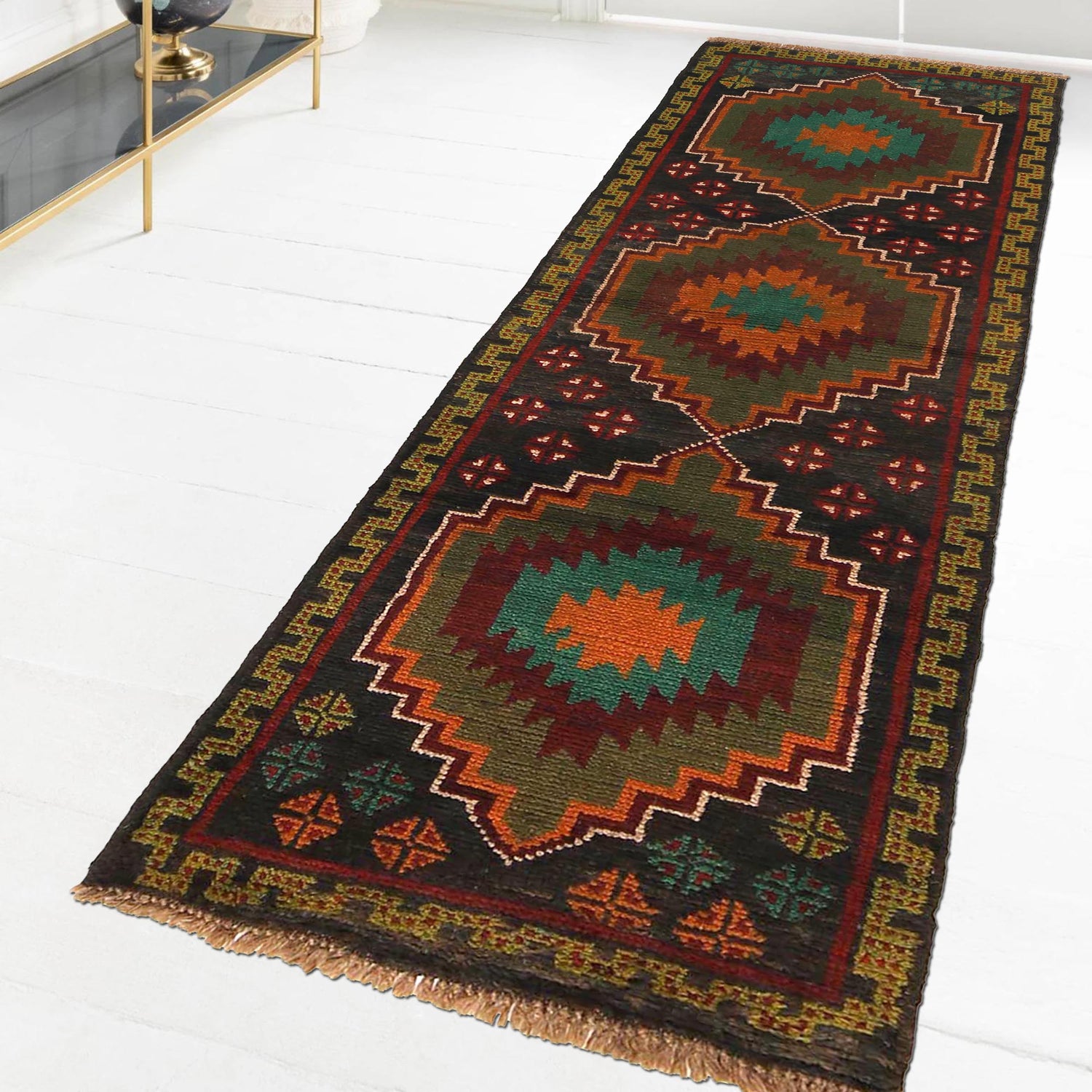Baluchi Runner Rug Handmade Black 6' Runner
