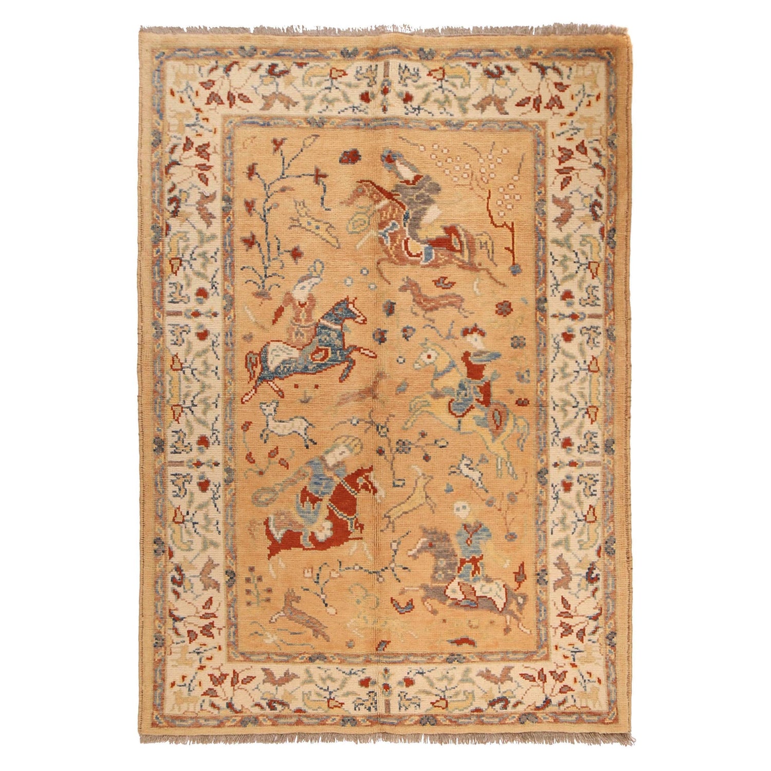 Pictorial Rug Handmade Orange Design