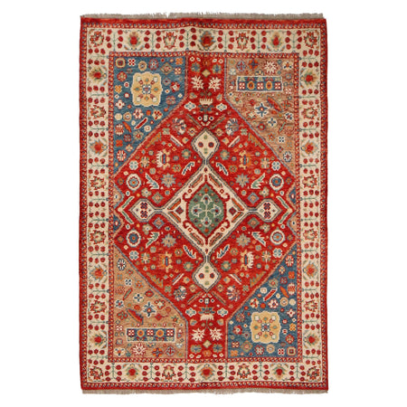 Shirazi Area Rug Handmade Red Medallion 4x6 ft