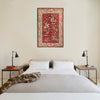 Pictorial Rug Handmade Red Design