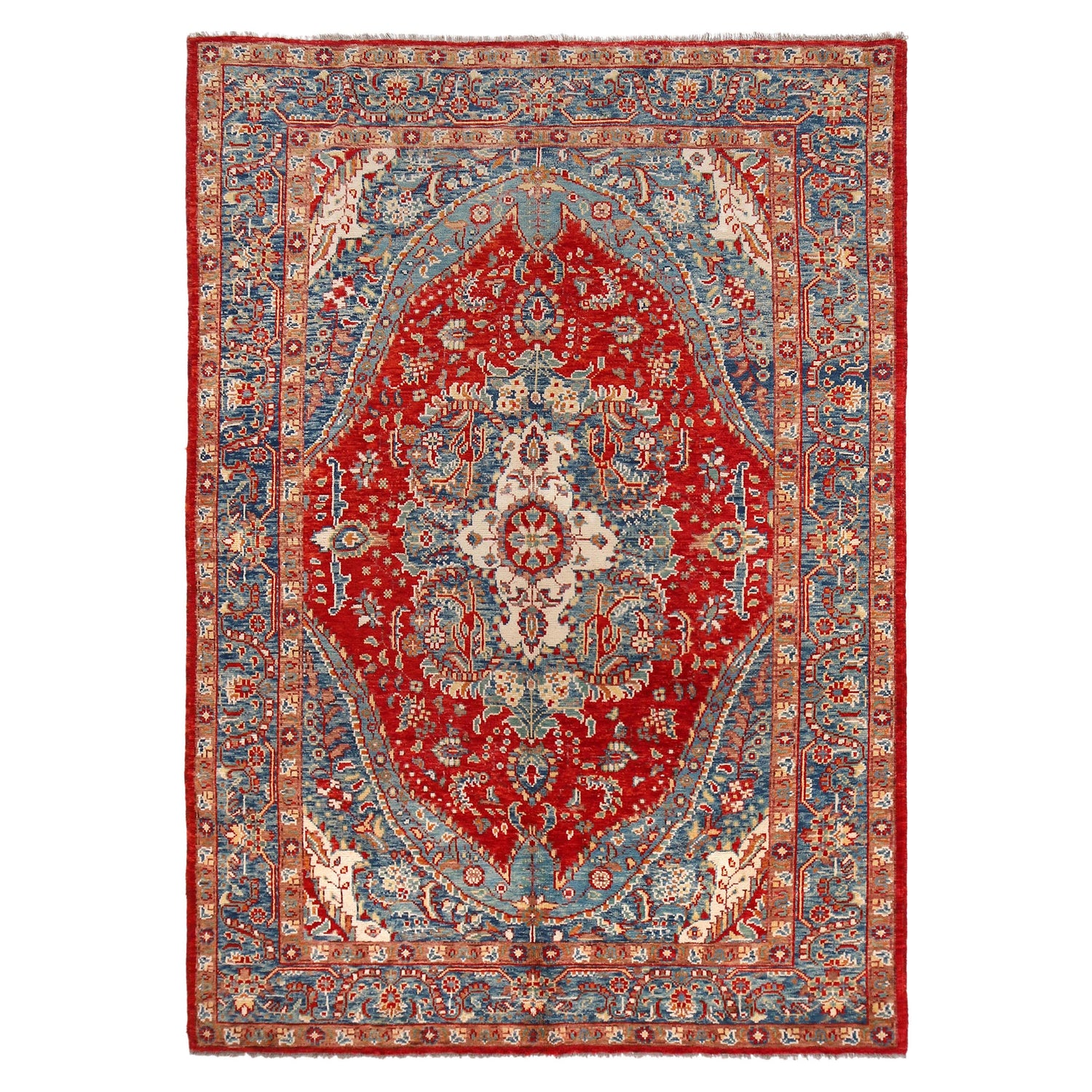 Heriz Area Rug Handmade Multi Medallion 7x10 ft