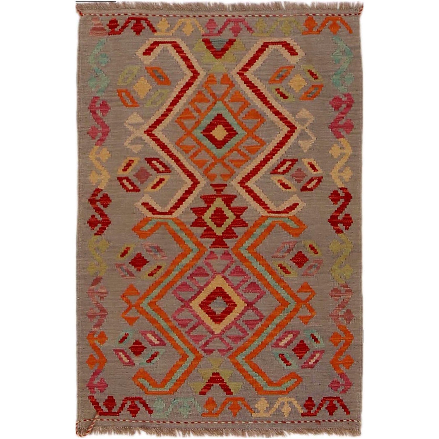 Handmade Multi Kilim Geometric 2x4 ft