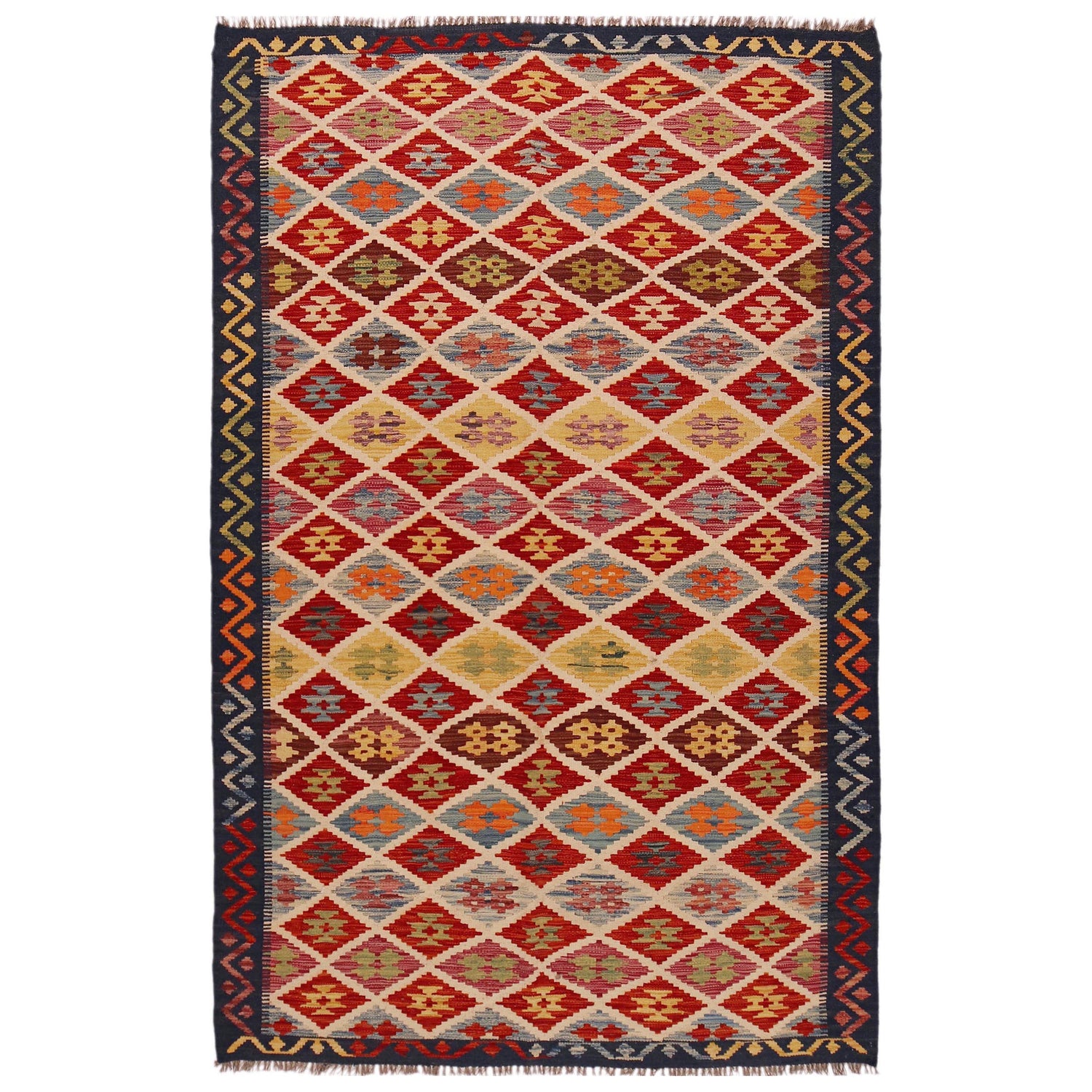 Handmade Multi Kilim Geometric 5x8 ft