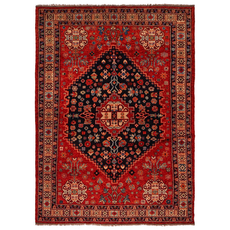 Shirazi Area Rug Handmade Red Medallion 7x10 ft