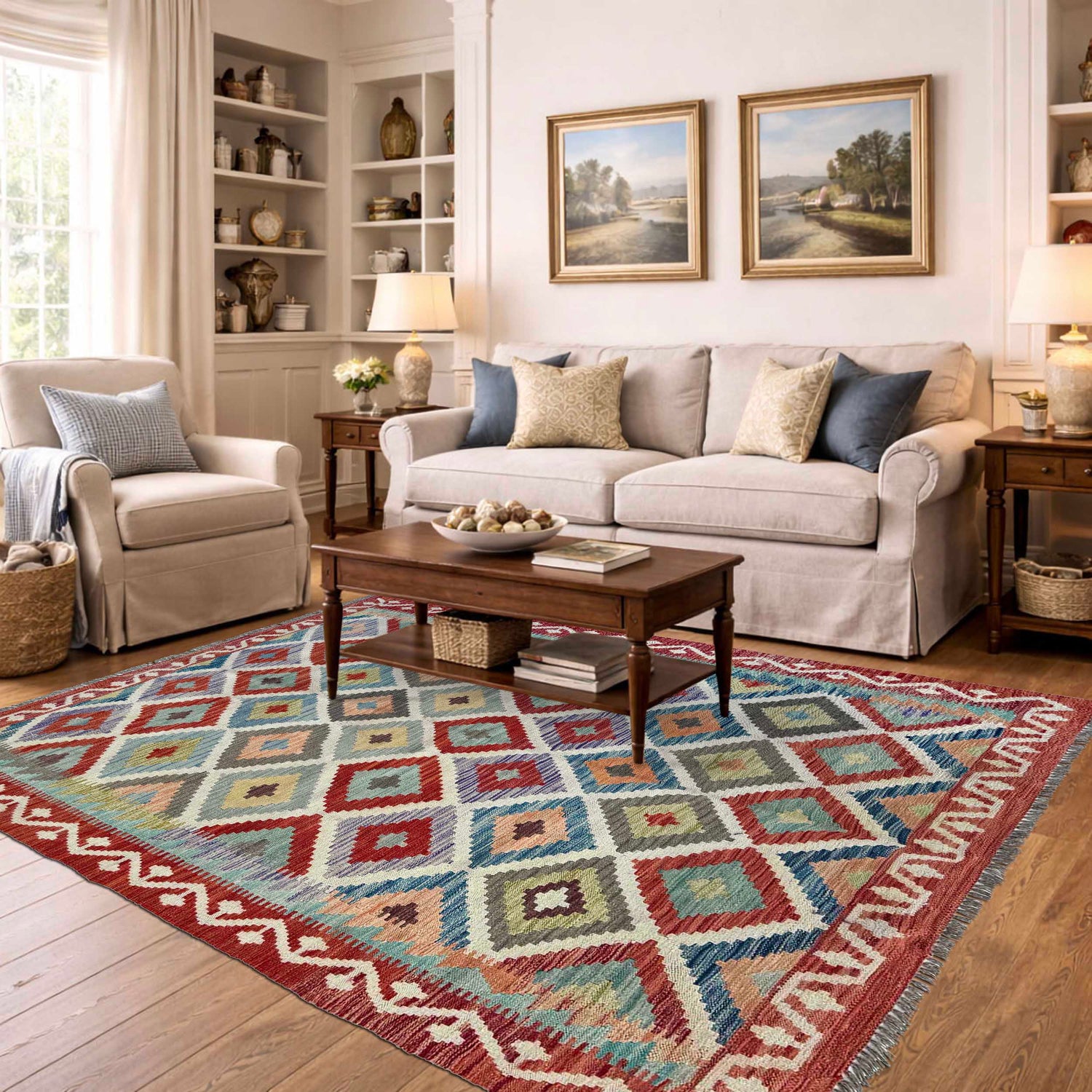 Handmade Multi Kilim Geometric 4x7 ft