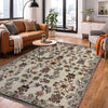 Oushak Area Rug Handmade Beige Floral 4x6 ft