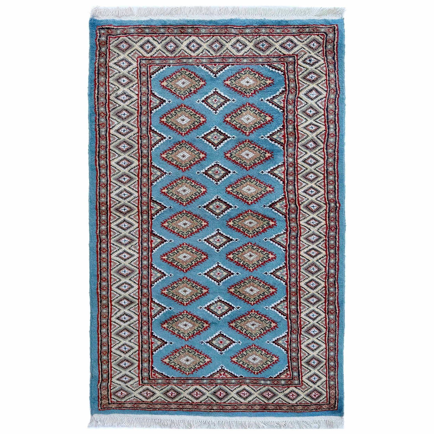 Jaldar Area Rug Handmade Blue Floral 3x5 ft