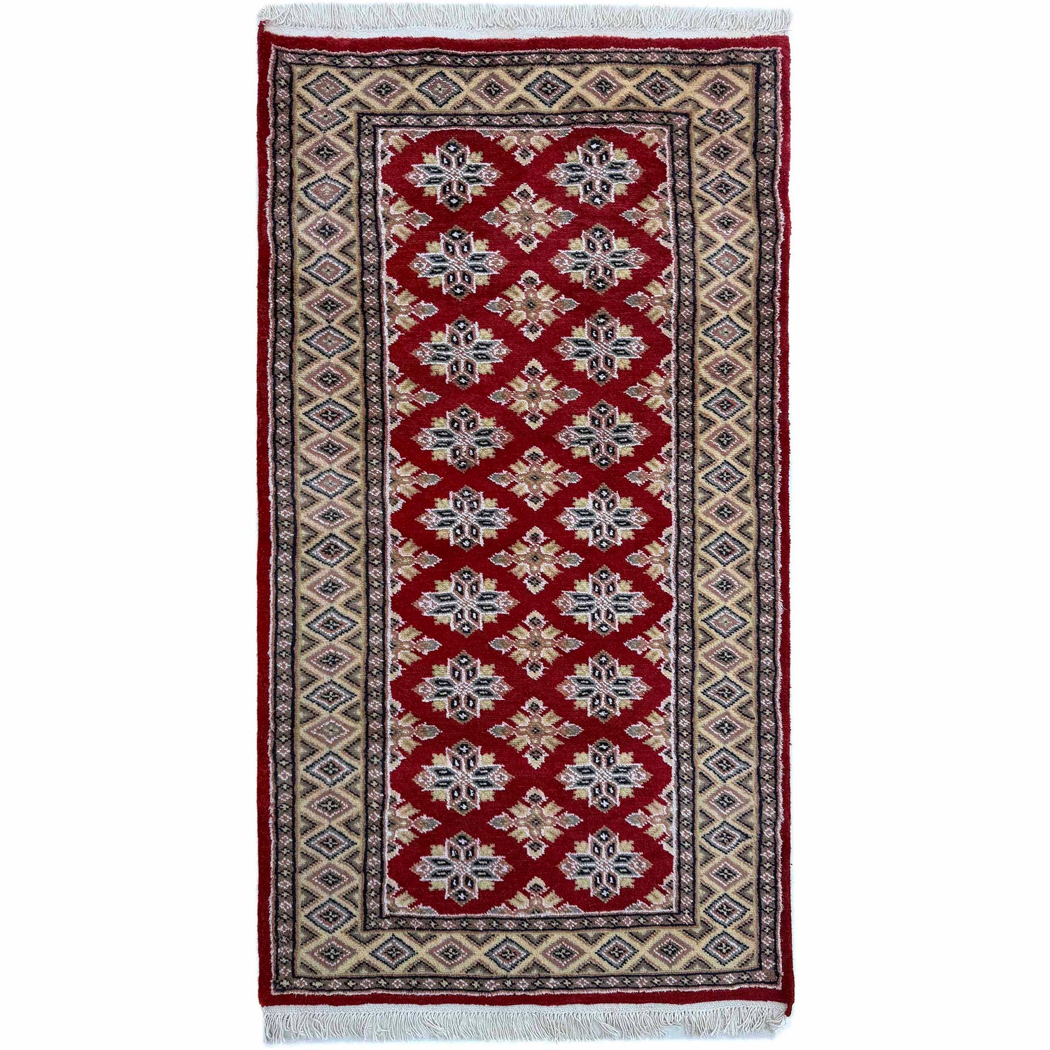 Jaldar Area Rug Handmade Red Floral 3x5 ft