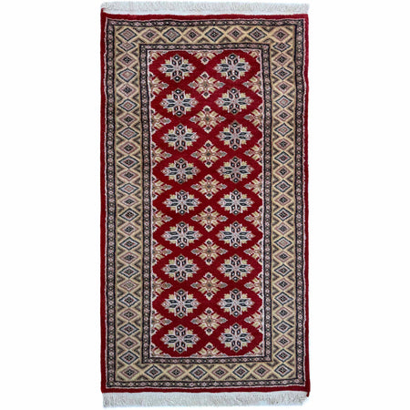 Jaldar Area Rug Handmade Red Floral 3x5 ft
