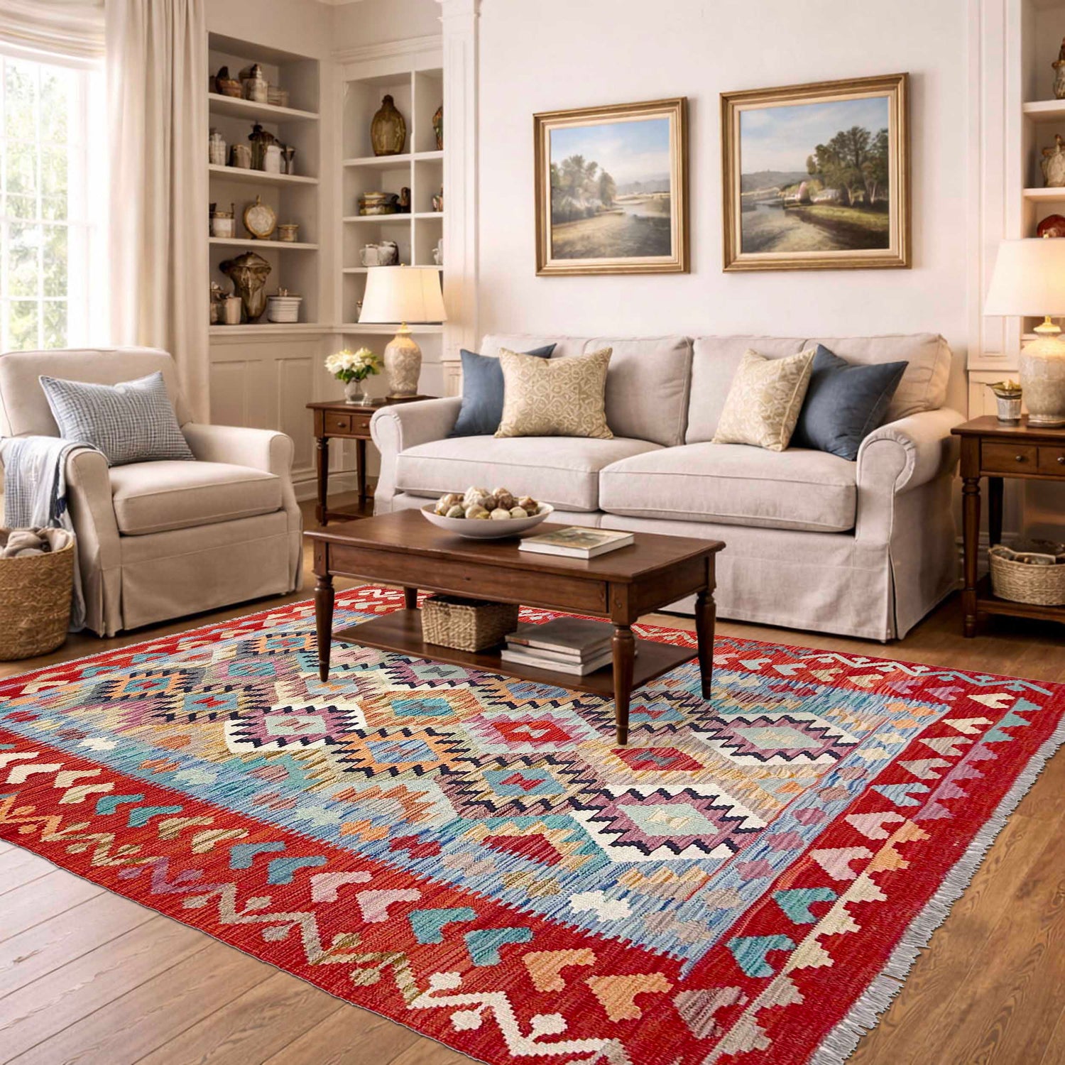 Handmade Multi Kilim Geometric 4x7 ft