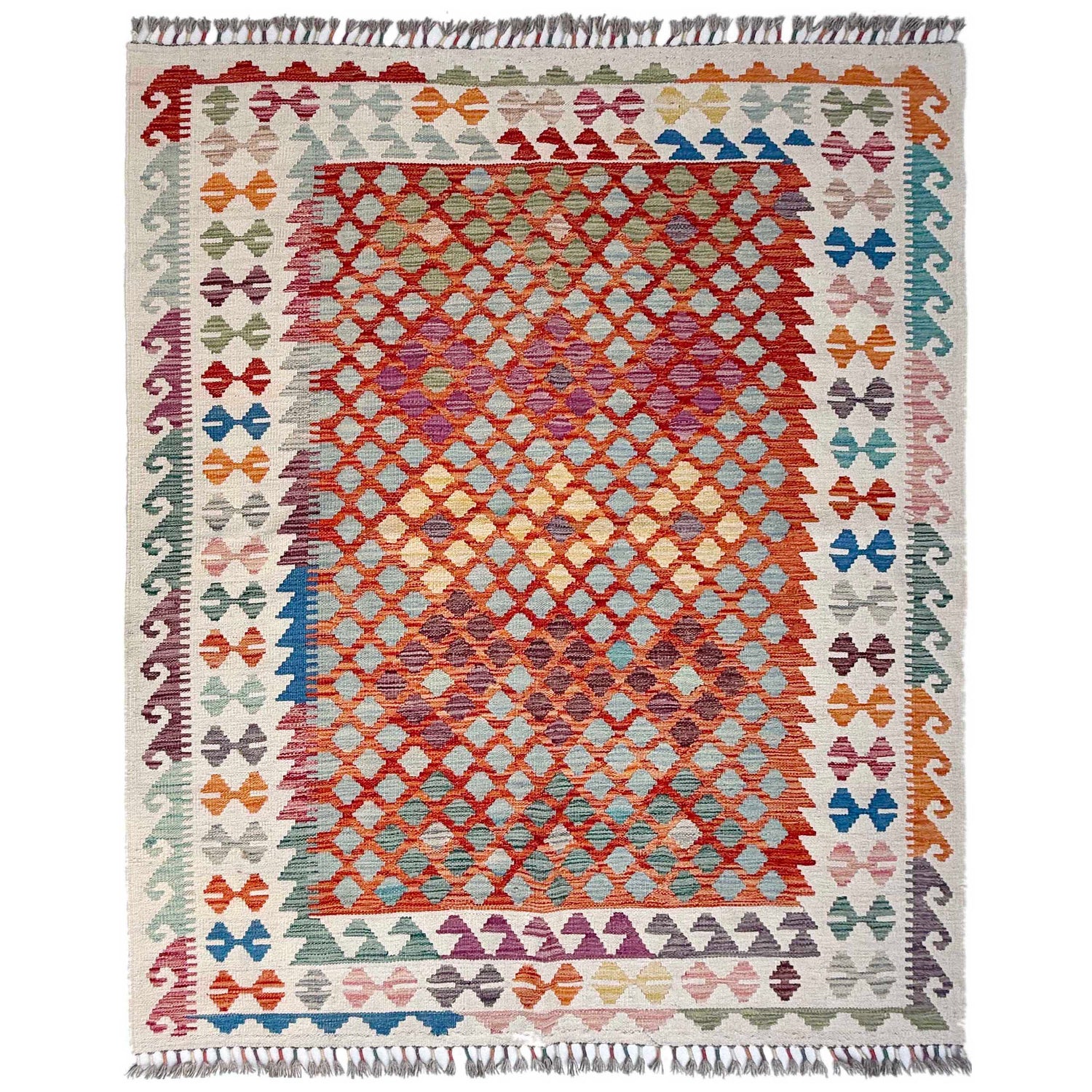 Handmade Multi Kilim Geometric 4x7 ft