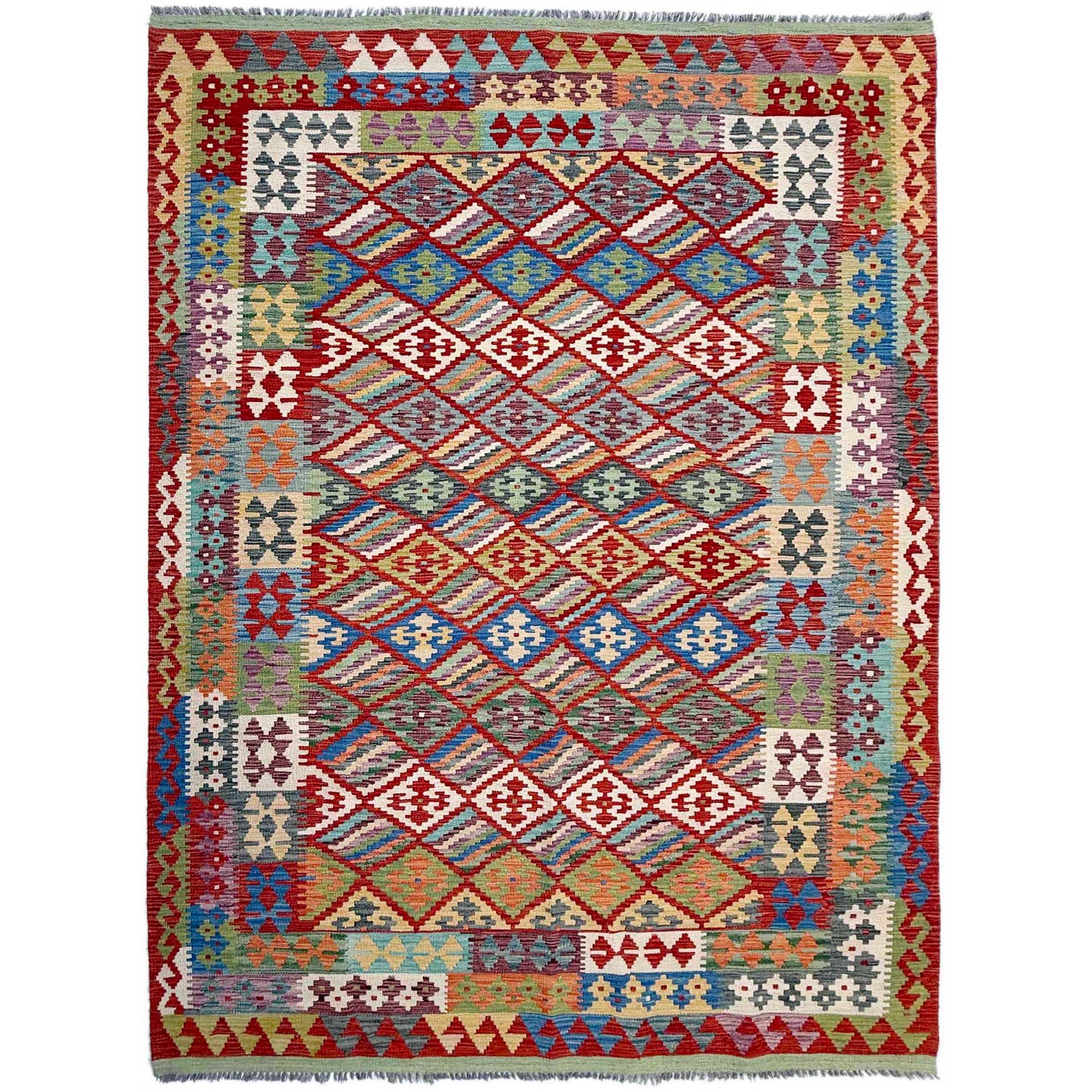 Handmade Multi Kilim Geometric 7x10 ft