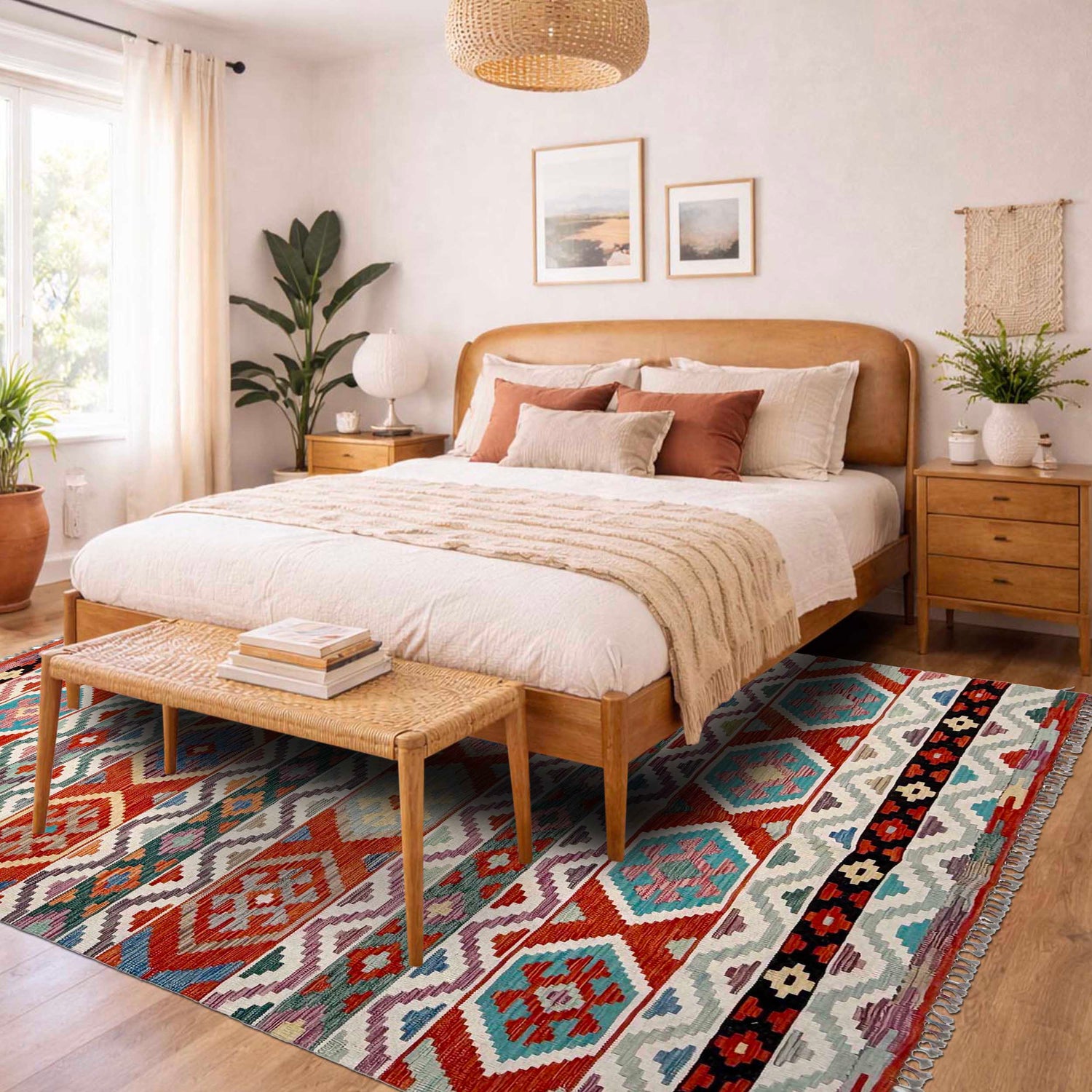 Handmade Multi Kilim Geometric 7x10 ft