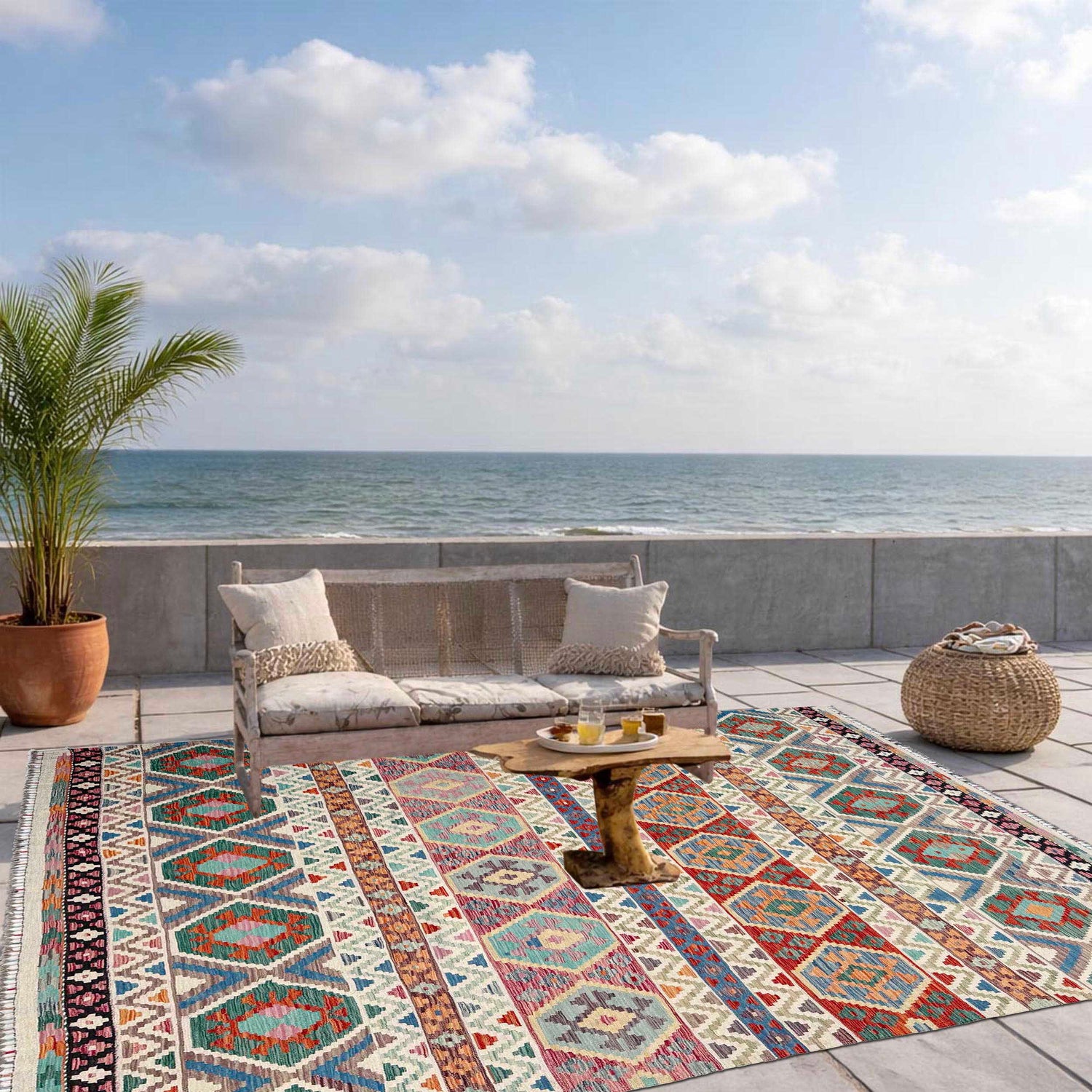 Handmade Multi Kilim Geometric 8x10 ft