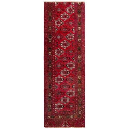 Khoja Roshnai Runner Rug Handmade Red Floral 8' Runner