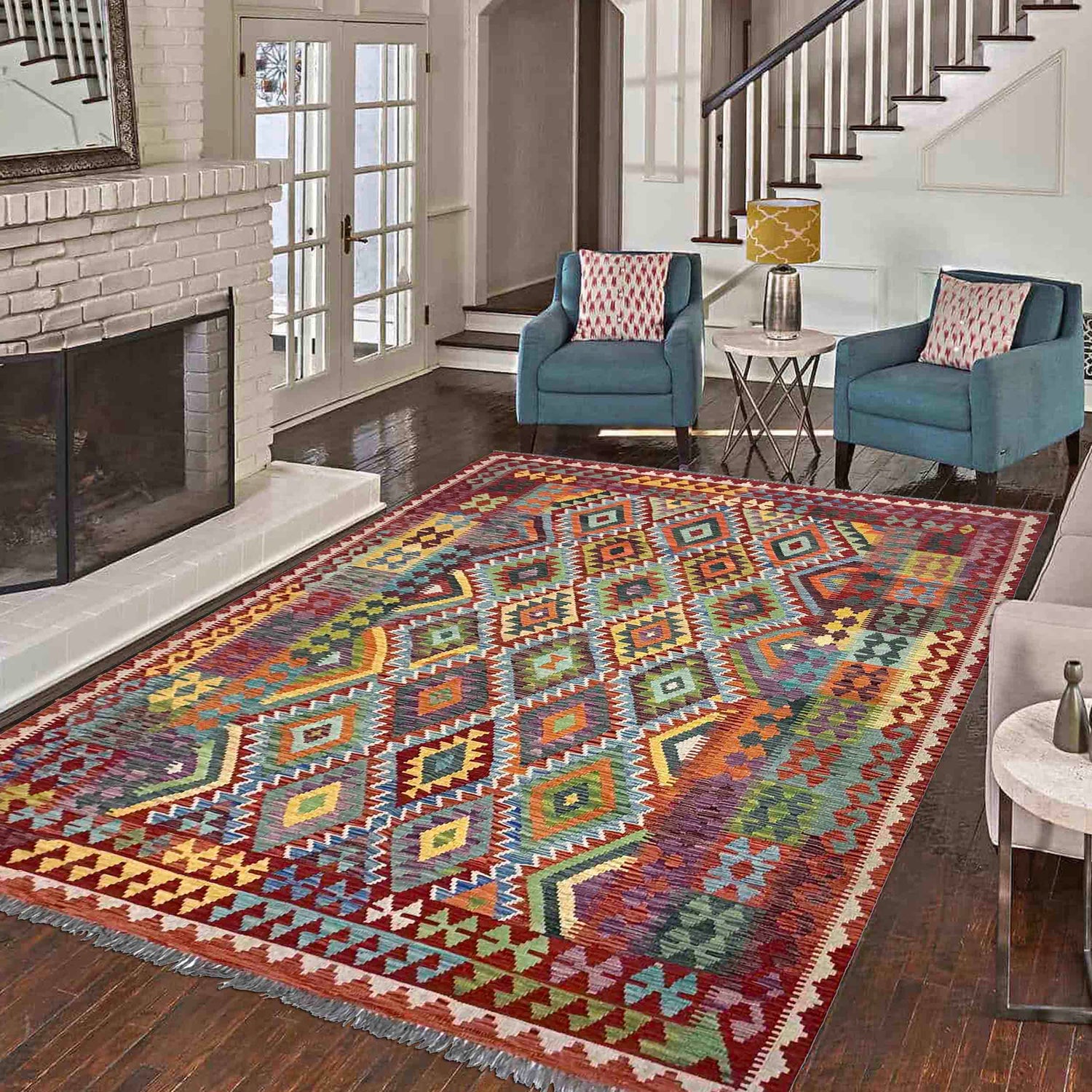 Handmade Multi Kilim Geometric 7x10 ft