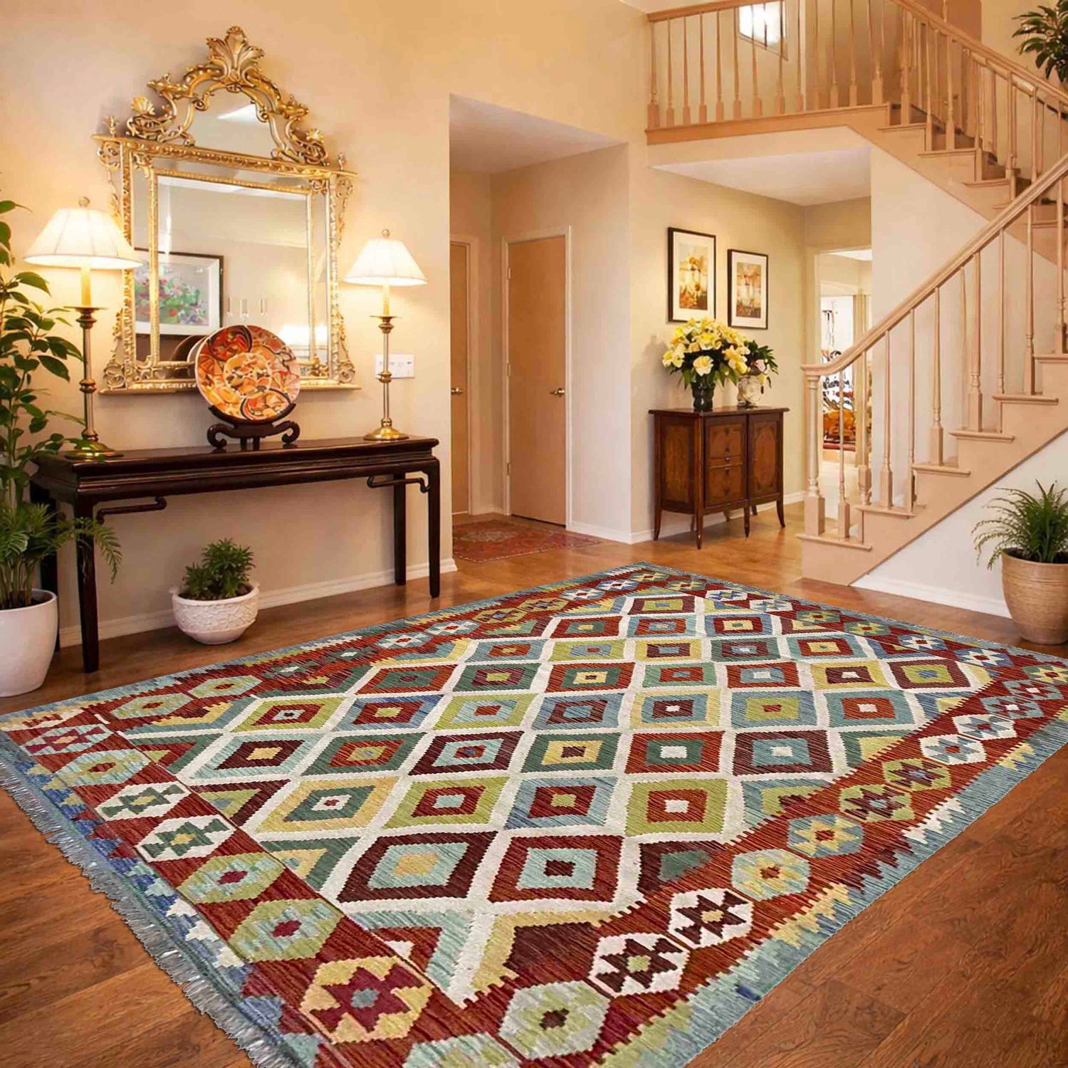 Handmade Multi Kilim Geometric 7x10 ft